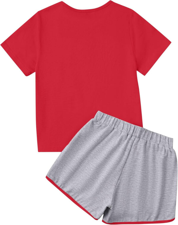 688c48e9e9c80ed0a0ebe2ea51a60cccea38432d1622427fa578f.jpg Girl's 2 Piece Outfits Cute Summer T-Shirt and Graphic Shorts Clothing Sets