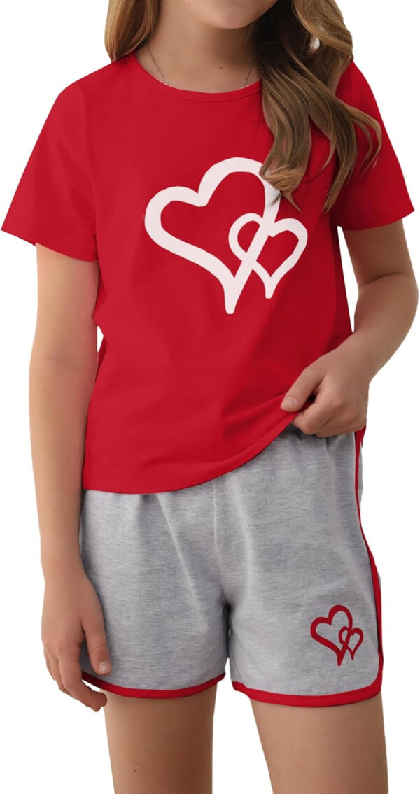 688c48ee0e63ab55bccbad0d9907541aa588640cf30d4f29e2ea8.jpg Girl's 2 Piece Outfits Cute Summer T-Shirt and Graphic Shorts Clothing Sets