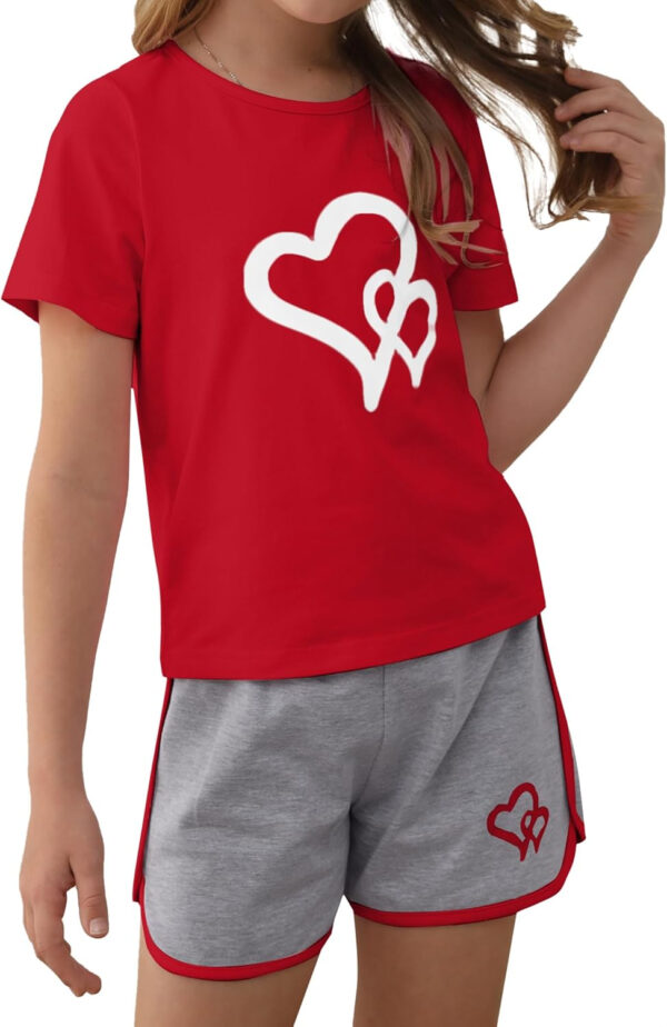 688c48ef833642a0cc19883495b4ec37919efd86f3a437b3ede1e.jpg Girl's 2 Piece Outfits Cute Summer T-Shirt and Graphic Shorts Clothing Sets