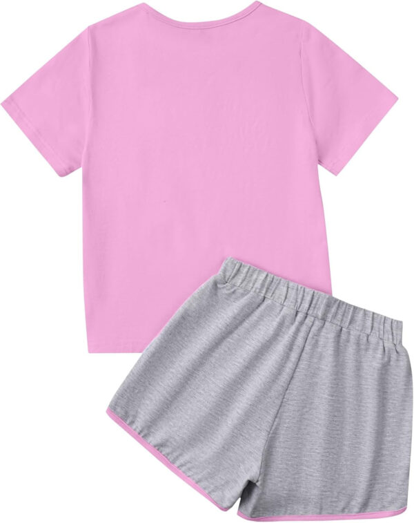 688c48f23521f93286b1986696ba48a25ac99fbac865bb6cb1d4a.jpg Girl's 2 Piece Outfits Cute Summer T-Shirt and Graphic Shorts Clothing Sets