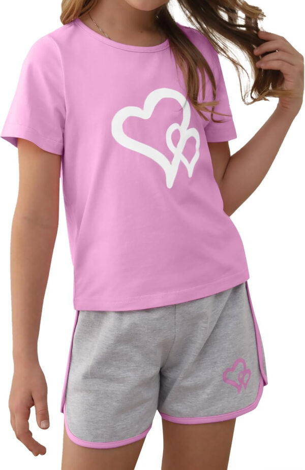 688c48f73d69adb6d3651c006643aa13c7ec0c150a7b4a5f7b712.jpg Girl's 2 Piece Outfits Cute Summer T-Shirt and Graphic Shorts Clothing Sets