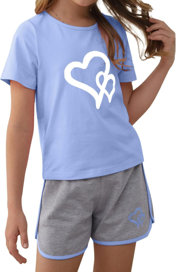 688c48fd1321b07bdc03eb416c8508b4e5f32da6610cefed3aac0.jpg Girl's 2 Piece Outfits Cute Summer T-Shirt and Graphic Shorts Clothing Sets