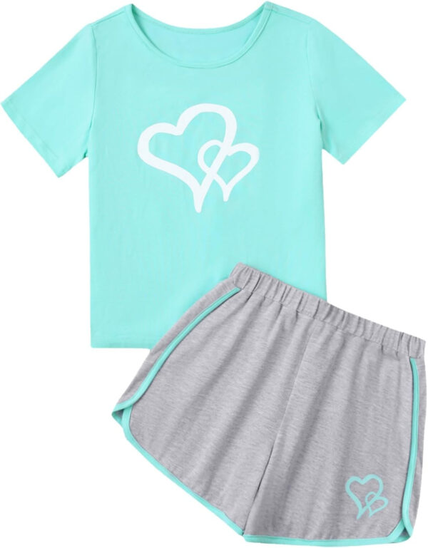 688c48ff173aaf9319f37bfbfe27ea9146b71356cc612c91a24c6.jpg Girl's 2 Piece Outfits Cute Summer T-Shirt and Graphic Shorts Clothing Sets