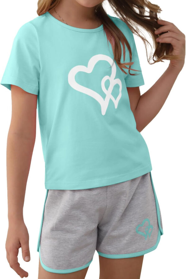 688c4903cc72feb8288c76846808b6153e40004ff1c02c27ed089.jpg Girl's 2 Piece Outfits Cute Summer T-Shirt and Graphic Shorts Clothing Sets
