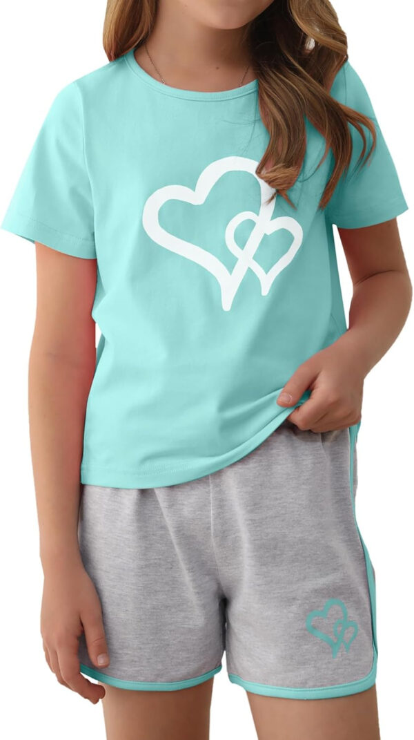 688c4904c48f4c6546681233c8aed965aad47ab1c06047174340d.jpg Girl's 2 Piece Outfits Cute Summer T-Shirt and Graphic Shorts Clothing Sets