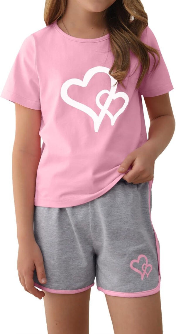 688c490a93019cbbd0e03d38fcec0df5074f9886d86d4449c8885.jpg Girl's 2 Piece Outfits Cute Summer T-Shirt and Graphic Shorts Clothing Sets