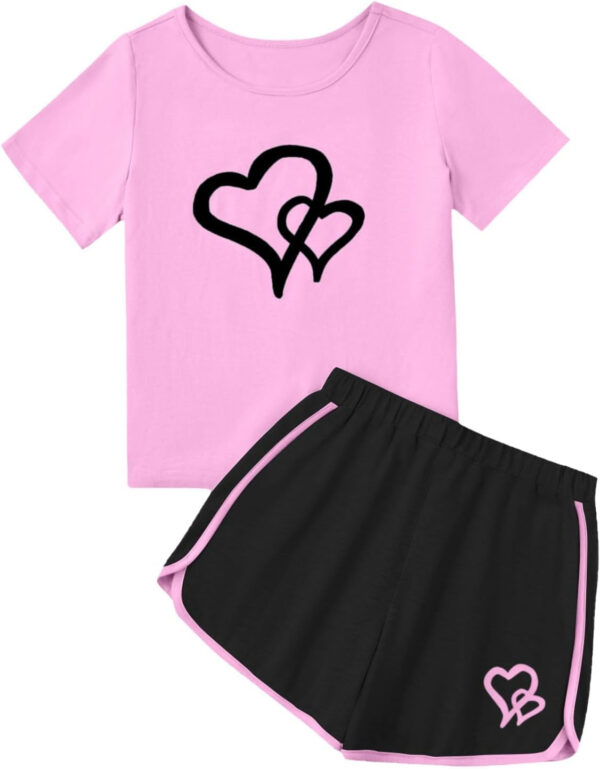 688c490c79dff6b1141ba687965f68d8239b75bdb996a9ff793d0.jpg Girl's 2 Piece Outfits Cute Summer T-Shirt and Graphic Shorts Clothing Sets