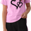 688c490f5174f7b6feaf30ce727f54029c566445ea3196a4e9065.jpg Girl's 2 Piece Outfits Cute Summer T-Shirt and Graphic Shorts Clothing Sets