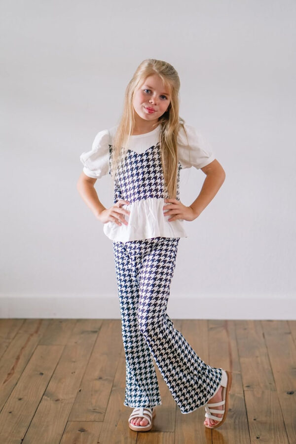 HIHA Toddler Girls Summer Outfit Puff Sleeve Ruffle Tops Flare Pants Clothes 2 Piece Clothing