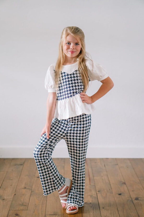 HIHA Toddler Girls Summer Outfit Puff Sleeve Ruffle Tops Flare Pants Clothes 2 Piece Clothing