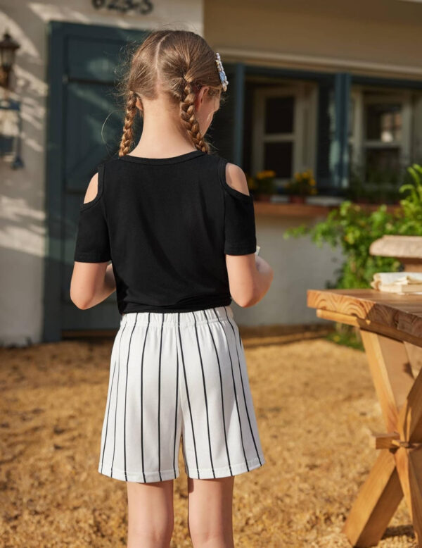 Arshiner Girls Short Sets 2 Pieces Outfits Short Sleeve Tie Knot T-Shirts and Casual Shorts With Pockets Cute Clothes Sets