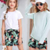 Arshiner Girls Short Sets 2 Pieces Outfits Short Sleeve Tie Knot T-Shirts and Casual Shorts With Pockets Cute Clothes Sets