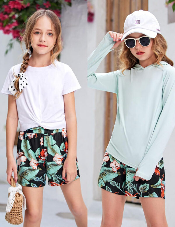 Arshiner Girls Short Sets 2 Pieces Outfits Short Sleeve Tie Knot T-Shirts and Casual Shorts With Pockets Cute Clothes Sets