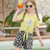 Arshiner Girls Short Sets 2 Pieces Outfits Short Sleeve Tie Knot T-Shirts and Casual Shorts With Pockets Cute Clothes Sets