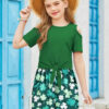 Arshiner Girls Short Sets 2 Pieces Outfits Short Sleeve Tie Knot T-Shirts and Casual Shorts With Pockets Cute Clothes Sets