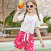 Arshiner Girls Short Sets 2 Pieces Outfits Short Sleeve Tie Knot T-Shirts and Casual Shorts With Pockets Cute Clothes Sets