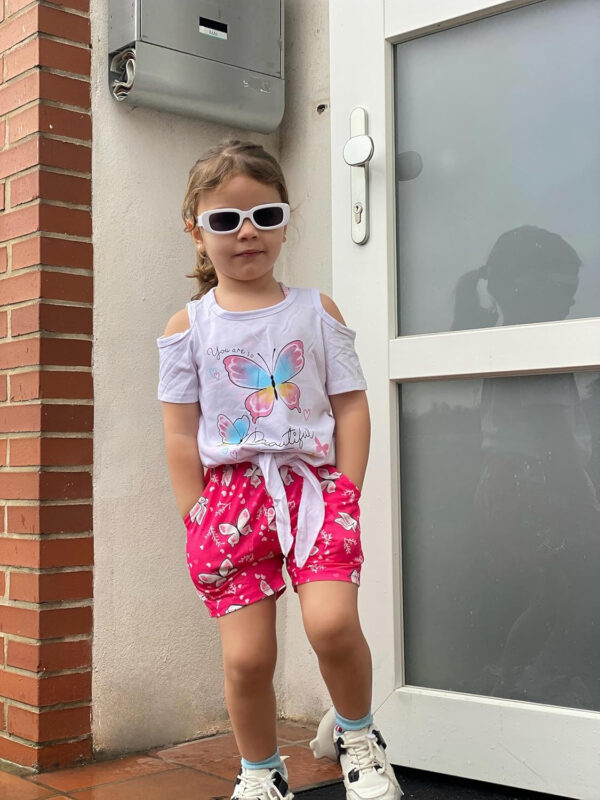 Arshiner Girls Short Sets 2 Pieces Outfits Short Sleeve Tie Knot T-Shirts and Casual Shorts With Pockets Cute Clothes Sets