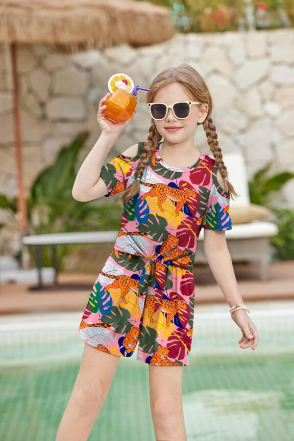 Arshiner Girls Short Sets 2 Pieces Outfits Short Sleeve Tie Knot T-Shirts and Casual Shorts With Pockets Cute Clothes Sets