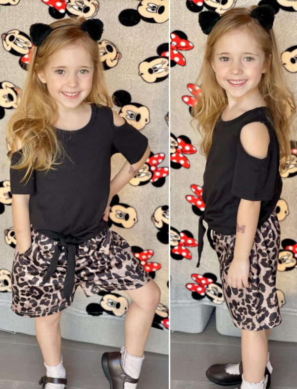 Arshiner Girls Short Sets 2 Pieces Outfits Short Sleeve Tie Knot T-Shirts and Casual Shorts With Pockets Cute Clothes Sets