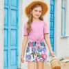 Arshiner Girls Short Sets 2 Pieces Outfits Short Sleeve Tie Knot T-Shirts and Casual Shorts With Pockets Cute Clothes Sets