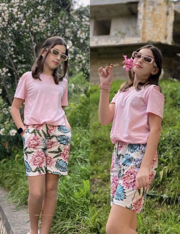 Arshiner Girls Short Sets 2 Pieces Outfits Short Sleeve Tie Knot T-Shirts and Casual Shorts With Pockets Cute Clothes Sets