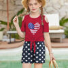 Arshiner Girls Short Sets 2 Pieces Outfits Short Sleeve Tie Knot T-Shirts and Casual Shorts With Pockets Cute Clothes Sets