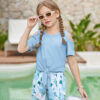 Arshiner Girls Short Sets 2 Pieces Outfits Short Sleeve Tie Knot T-Shirts and Casual Shorts With Pockets Cute Clothes Sets