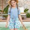 Arshiner Girls Short Sets 2 Pieces Outfits Short Sleeve Tie Knot T-Shirts and Casual Shorts With Pockets Cute Clothes Sets