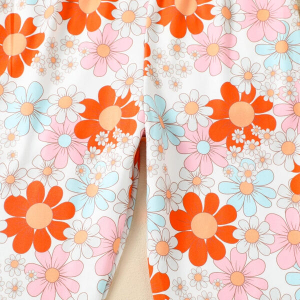 Toddler Baby Girl Bell Bottoms Outfits Ruffle Short Sleeve Shirt Tops and Floral Flared Pant Set