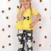 Toddler Baby Girl Bell Bottoms Outfits Ruffle Short Sleeve Shirt Tops and Floral Flared Pant Set