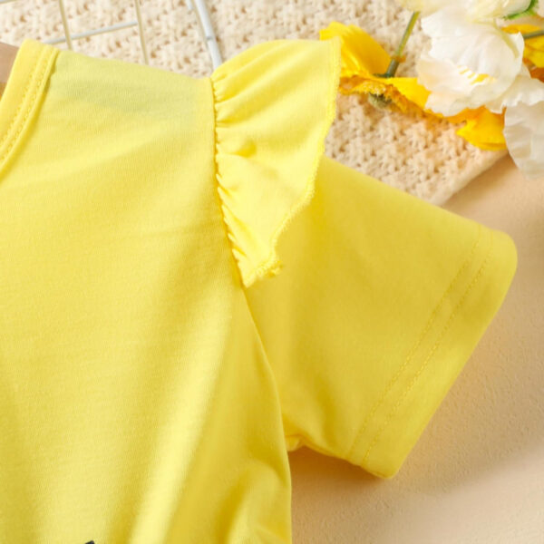 Toddler Baby Girl Bell Bottoms Outfits Ruffle Short Sleeve Shirt Tops and Floral Flared Pant Set