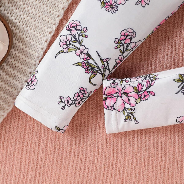 Toddler Baby Girl Clothes Floral Outfit Ruffle Sleeve Shirt with Headband 3PC Pant Set Fall Clothing for Girl