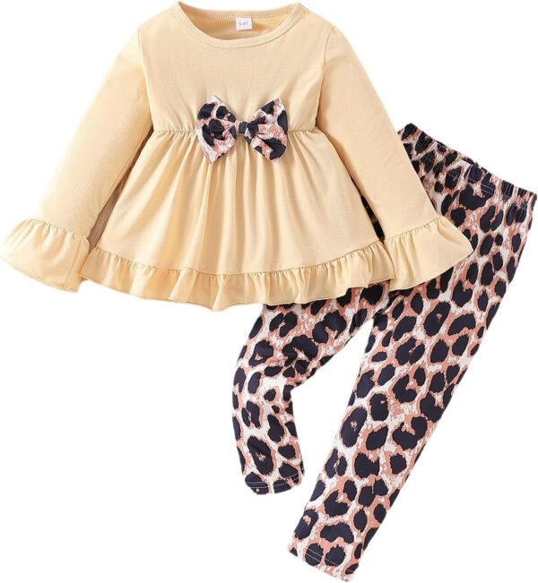 Toddler Baby Girl Clothes Floral Outfit Ruffle Sleeve Shirt with Headband 3PC Pant Set Fall Clothing for Girl