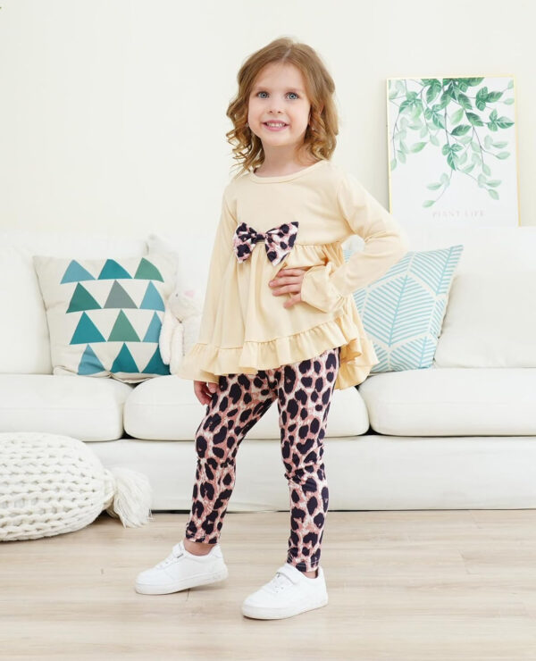 Toddler Baby Girl Clothes Floral Outfit Ruffle Sleeve Shirt with Headband 3PC Pant Set Fall Clothing for Girl