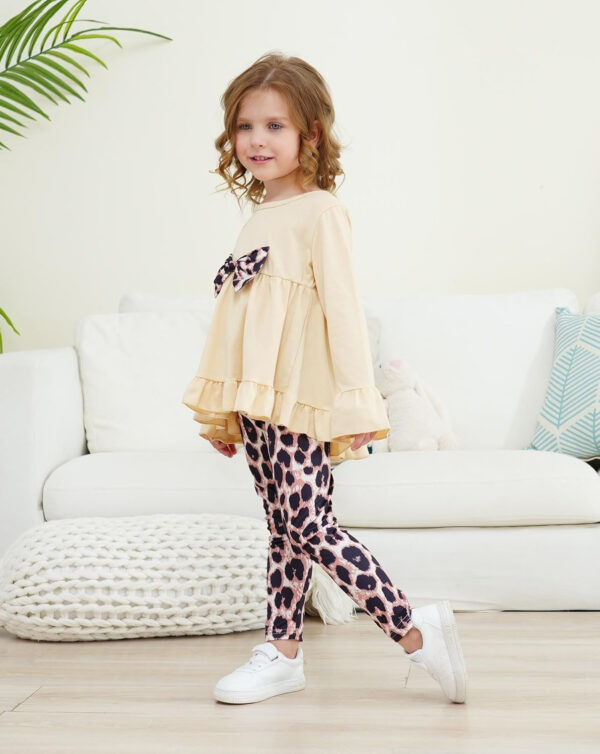 Toddler Baby Girl Clothes Floral Outfit Ruffle Sleeve Shirt with Headband 3PC Pant Set Fall Clothing for Girl