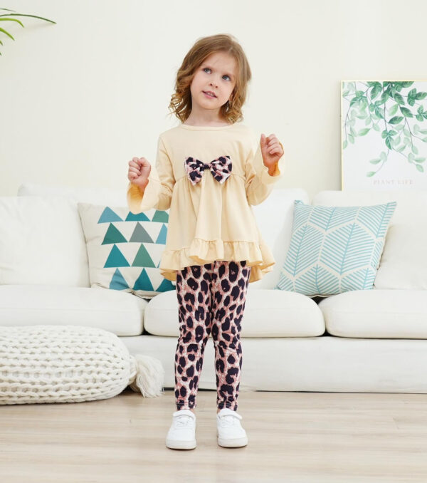 Toddler Baby Girl Clothes Floral Outfit Ruffle Sleeve Shirt with Headband 3PC Pant Set Fall Clothing for Girl