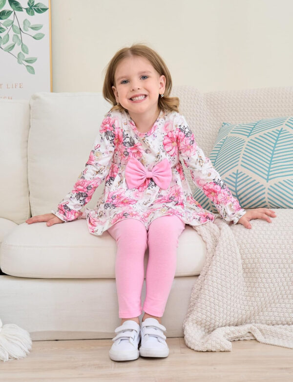 Toddler Baby Girl Clothes Floral Outfit Ruffle Sleeve Shirt with Headband 3PC Pant Set Fall Clothing for Girl