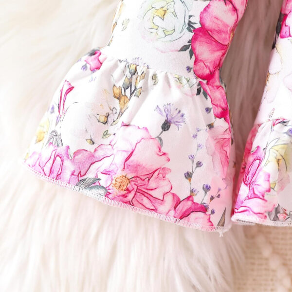 Toddler Baby Girl Clothes Floral Outfit Ruffle Sleeve Shirt with Headband 3PC Pant Set Fall Clothing for Girl