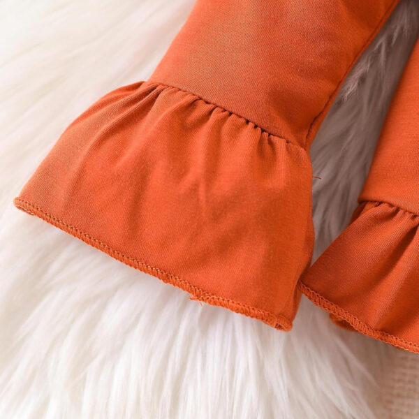 Toddler Baby Girl Clothes Floral Outfit Ruffle Sleeve Shirt with Headband 3PC Pant Set Fall Clothing for Girl