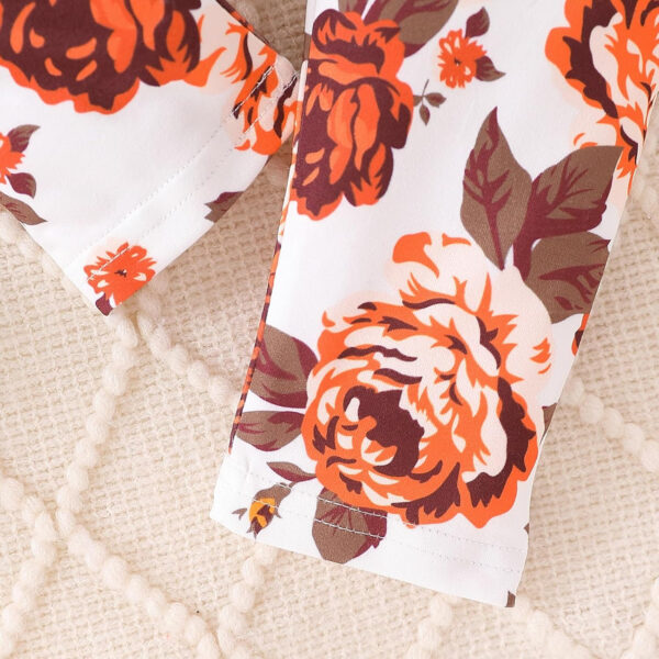 Toddler Baby Girl Clothes Floral Outfit Ruffle Sleeve Shirt with Headband 3PC Pant Set Fall Clothing for Girl