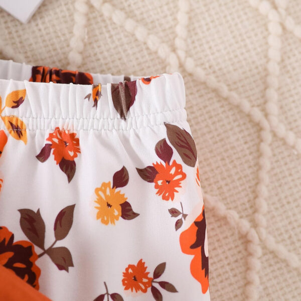 Toddler Baby Girl Clothes Floral Outfit Ruffle Sleeve Shirt with Headband 3PC Pant Set Fall Clothing for Girl