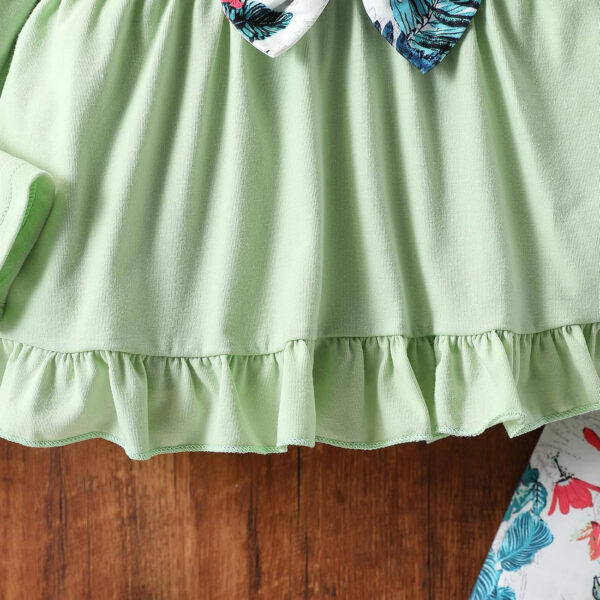 Toddler Baby Girl Clothes Floral Outfit Ruffle Sleeve Shirt with Headband 3PC Pant Set Fall Clothing for Girl