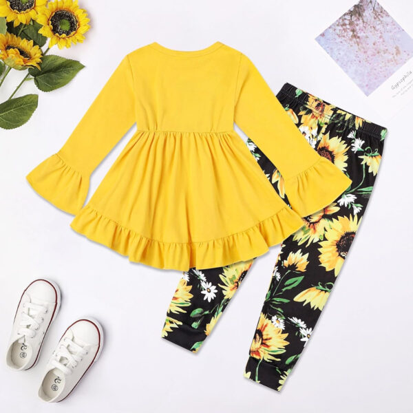 Toddler Baby Girl Clothes Floral Outfit Ruffle Sleeve Shirt with Headband 3PC Pant Set Fall Clothing for Girl