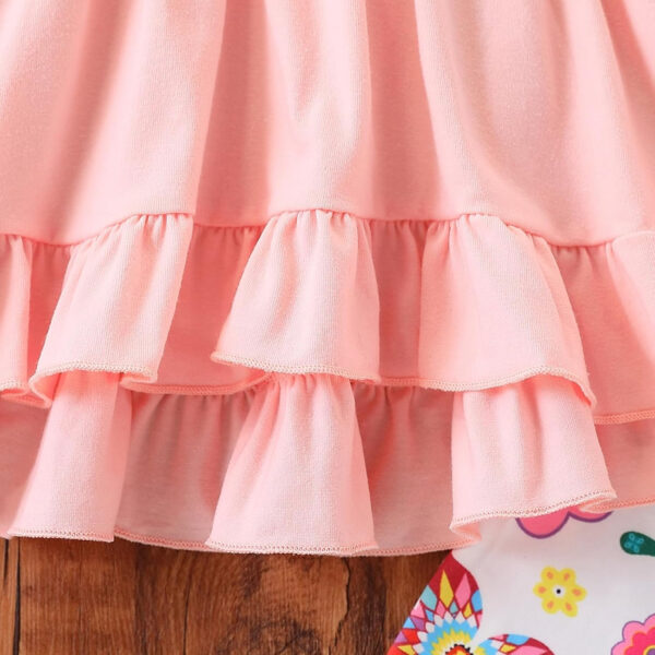 Toddler Baby Girl Clothes Floral Outfit Ruffle Sleeve Shirt with Headband 3PC Pant Set Fall Clothing for Girl