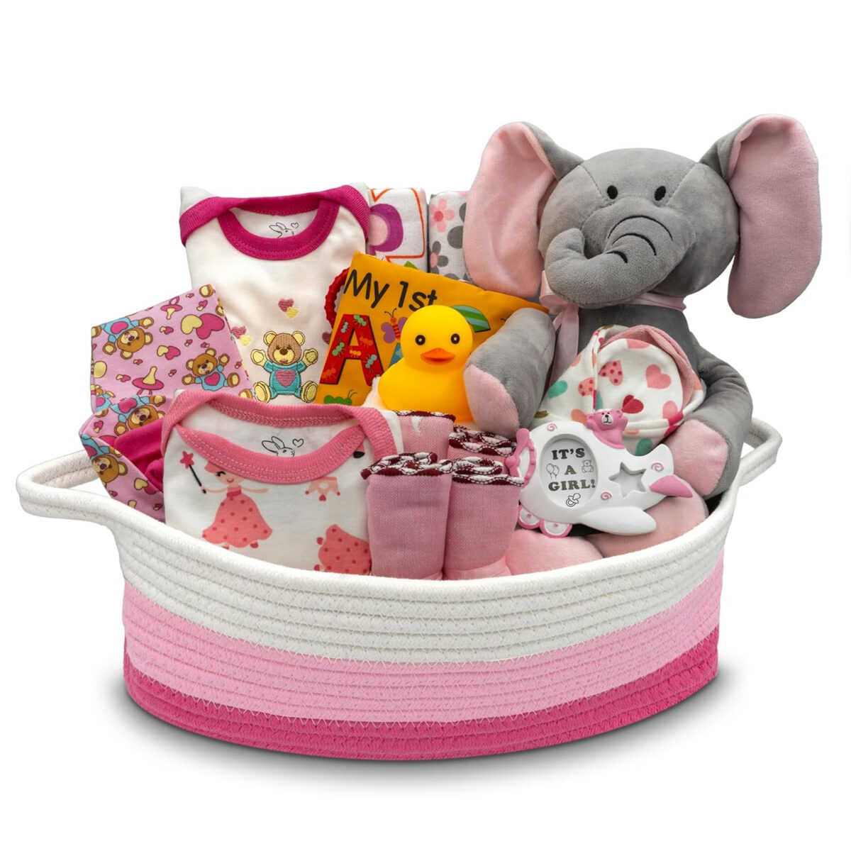 Bundle of Joy Deluxe New Baby Gift Basket | Newborn Baby Girl Gift Set with Baby Essentials | Baby Gift Basket for Expecting Moms | Baby Layette Set | Pink Baby Gift Set | Nikki's Gift Baskets