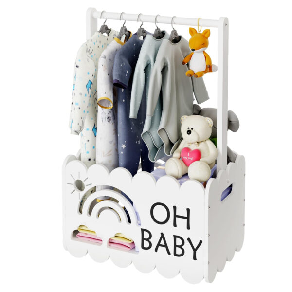 Wooden Baby Shower Crate Closet for Boys and Girls, Basket Gifts for New Parents, Welcome Baby Gift, Suitable for Pregnancy (Blue)