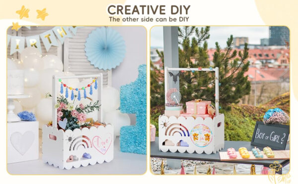 Wooden Baby Shower Crate Closet for Boys and Girls, Basket Gifts for New Parents, Welcome Baby Gift, Suitable for Pregnancy (Blue)