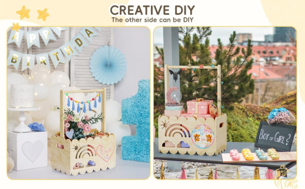 Wooden Baby Shower Crate Closet for Boys and Girls, Basket Gifts for New Parents, Welcome Baby Gift, Suitable for Pregnancy (Blue)