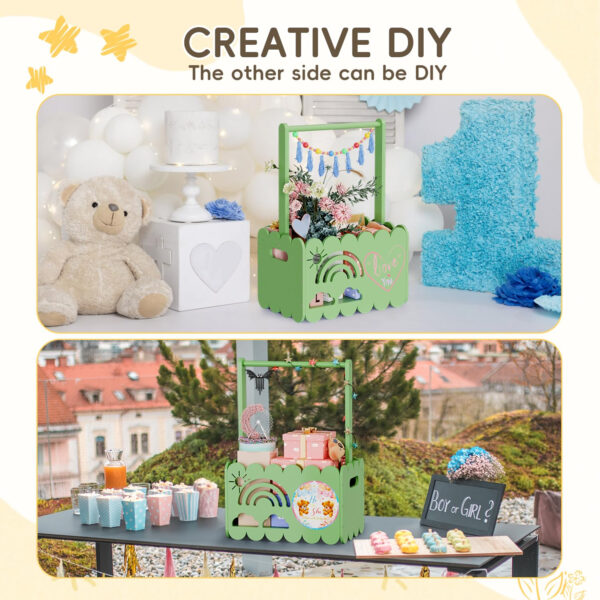 Wooden Baby Shower Crate Closet for Boys and Girls, Basket Gifts for New Parents, Welcome Baby Gift, Suitable for Pregnancy (Blue)