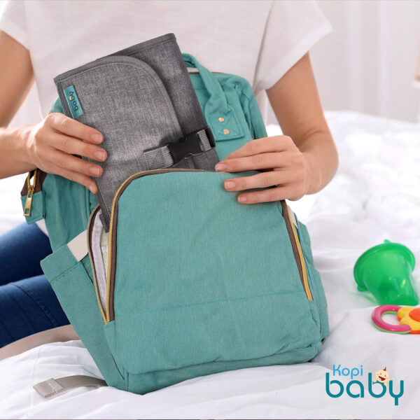 Kopi Baby Portable Diaper Changing Pad - Baby Diaper Changer Travel Bag with Wipes Pocket, Smart Design Portable Changing Mat, Infant Travel Station Kit, Gift for Newborn Girl & Boy - Grey, Classic